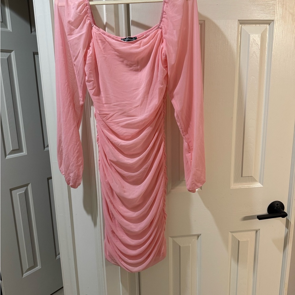 Elegant Pink Ruched Dress